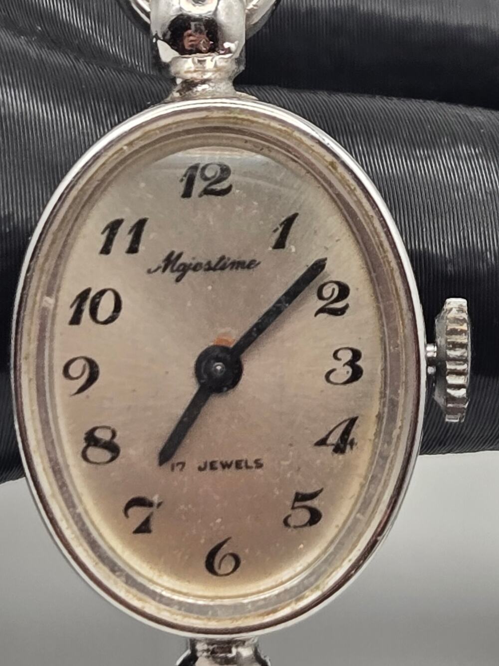 Vintage Majestime 17-jewel mechanical bangle watch.